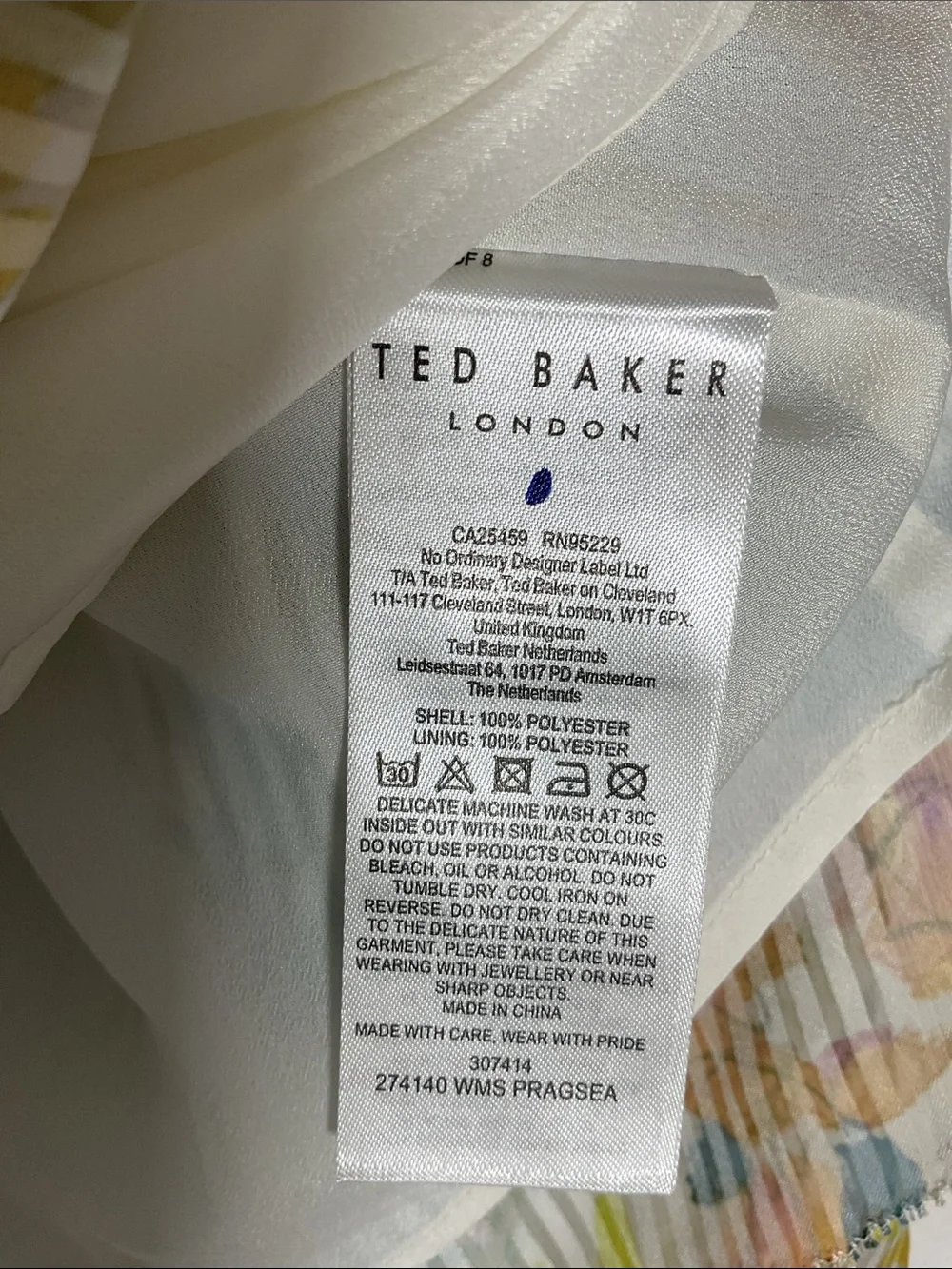Ted Baker Pragsea Tiered Mini Skirt Floral Striped Size 5/12 US Ivory NWT - Picture 9 of 10